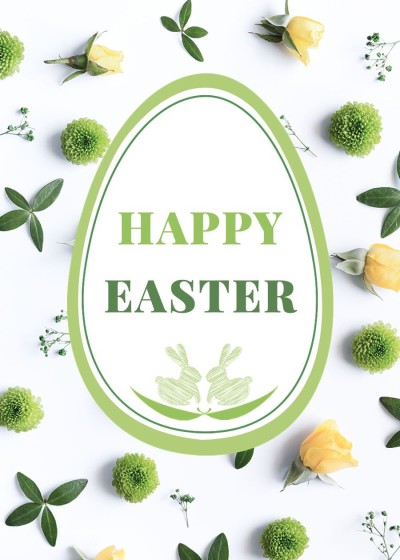 Simple Fresh Style Green Plants Decoration Easter holiday Greeting card