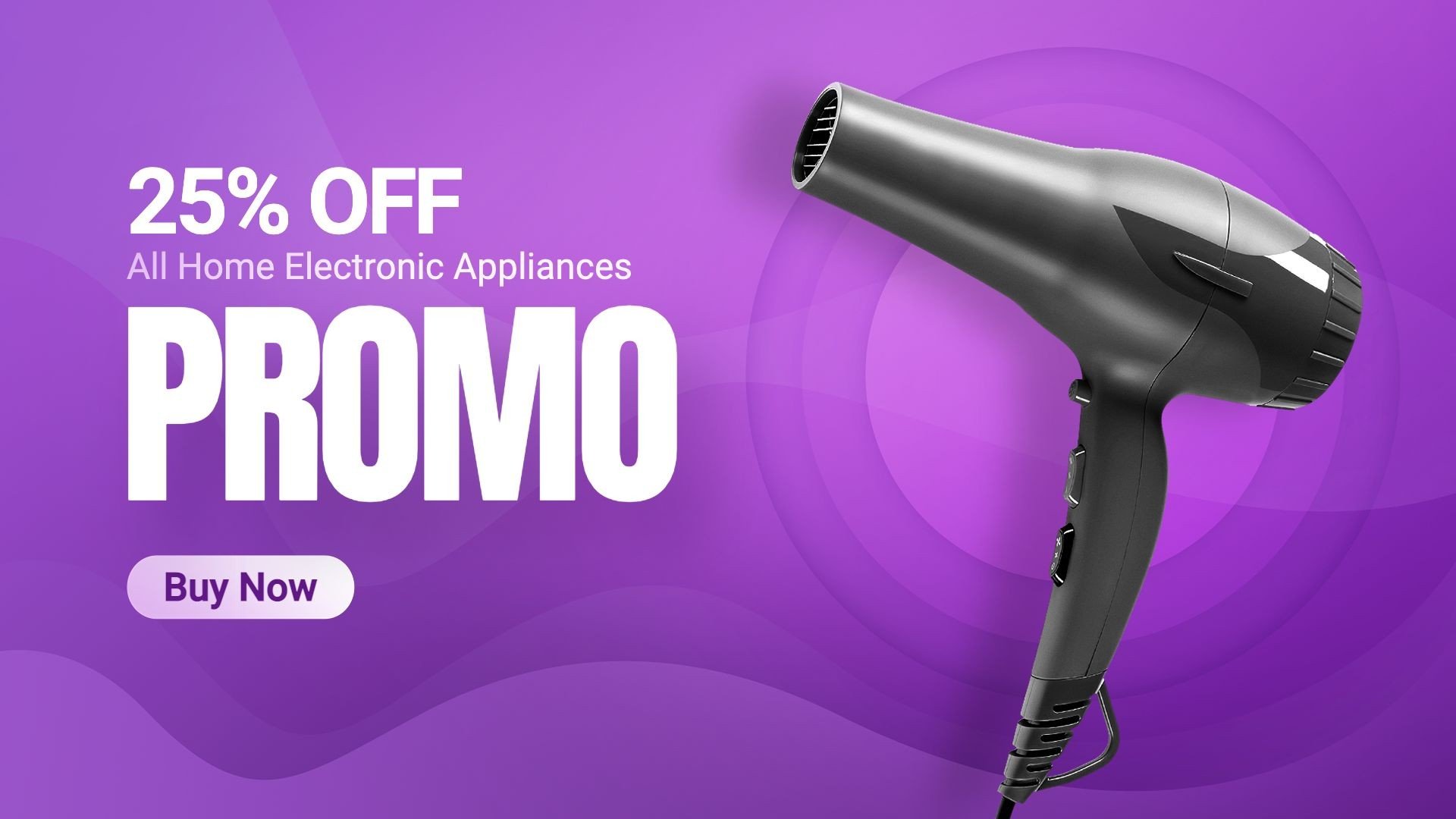 Purple System Hair Dryer Home Electronic Appliance Discount Sale Promo Ecommerce Banner预览效果