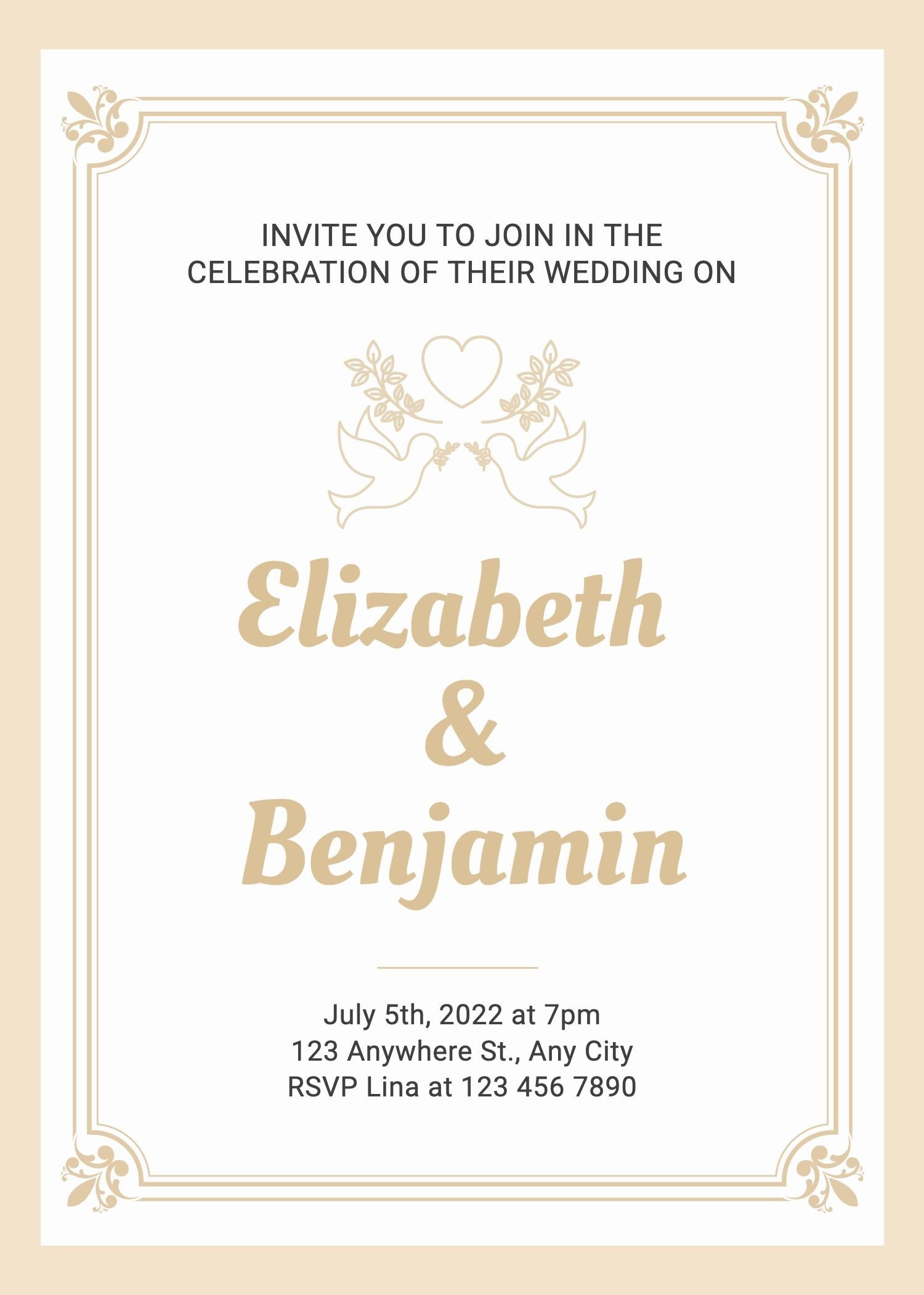 Simple Literary Style rectangle Element Wedding invitation