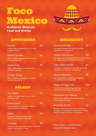 Retro Style Stripe Background Mexican Cuisine Restaurant Food Menu
