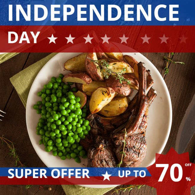 Independence Day Fourth Of July Restaurant Diner Food Discount Sale Promotion Ecommerce Product Image预览效果