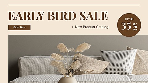 Brown Rectangle Home Decoration Sale Promo Discount Ecommerce Banner