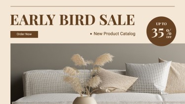 Brown Rectangle Home Decoration Sale Promo Discount Ecommerce Banner