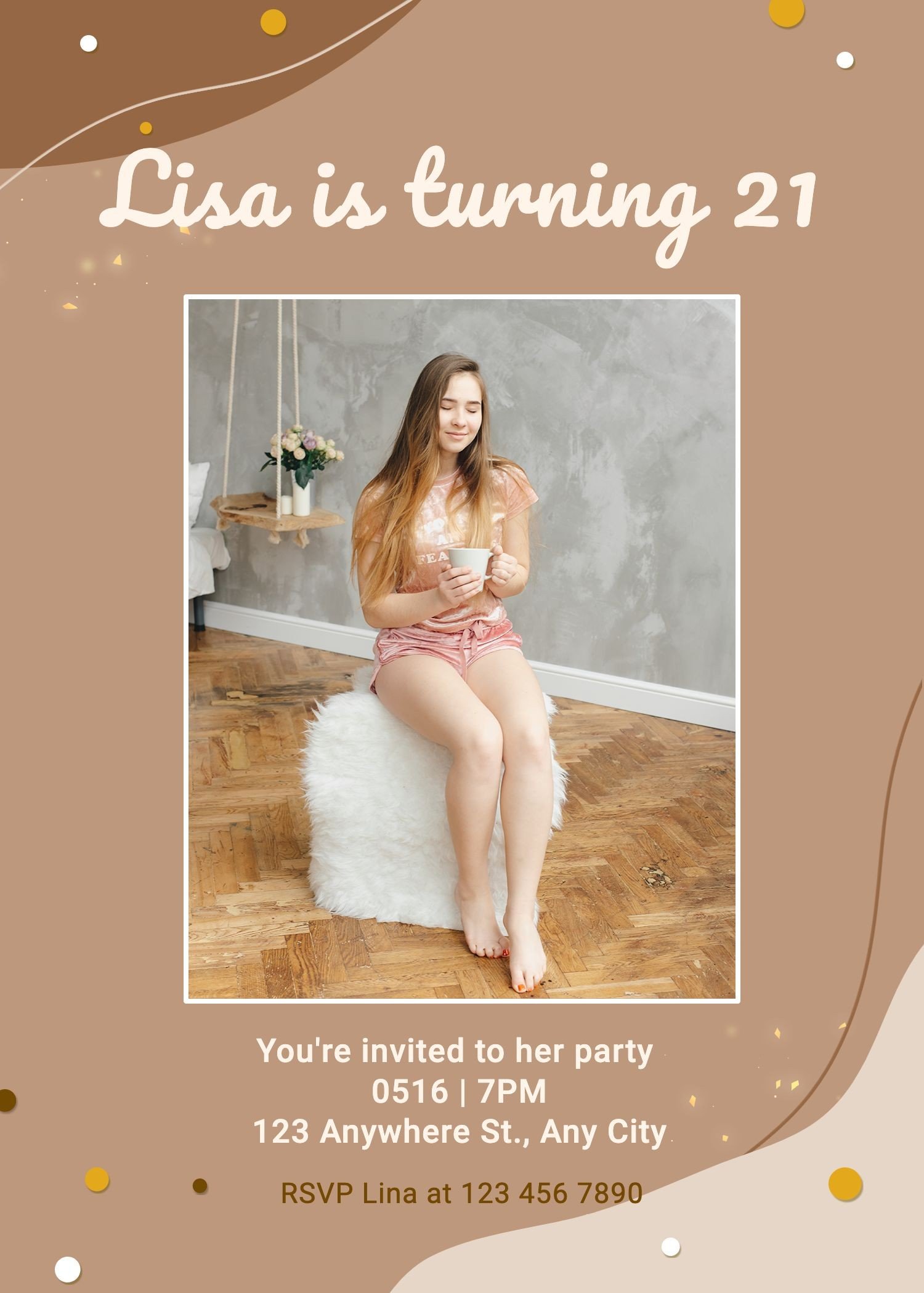 Simple Literary Style Color Block Element Birthday party invitation