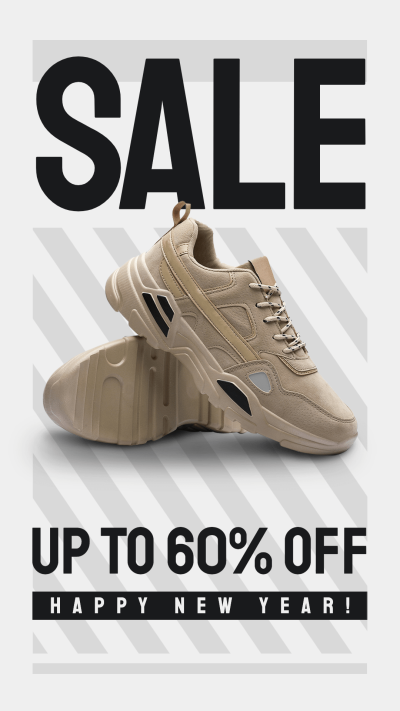 Simple Sport Shoes New Year Sale Discount Ecommerce Story
