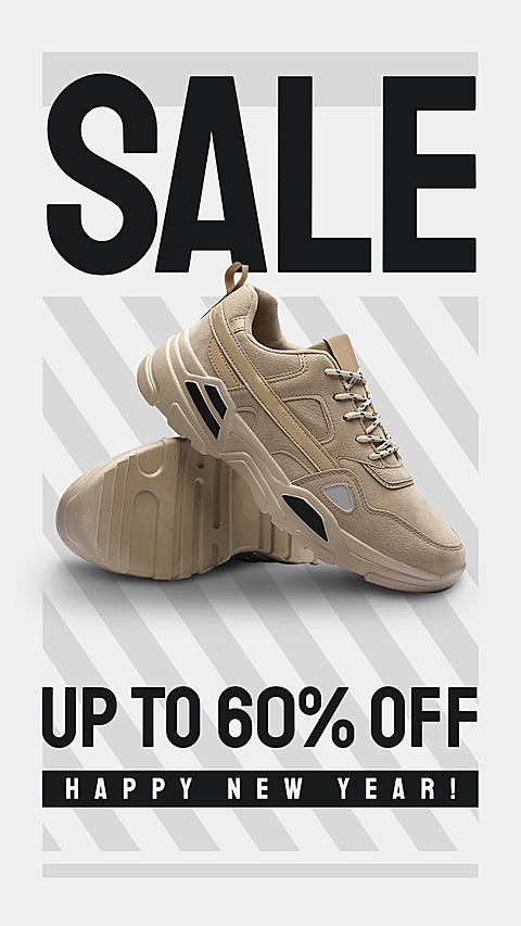 Simple Sport Shoes New Year Sale Discount Ecommerce Story