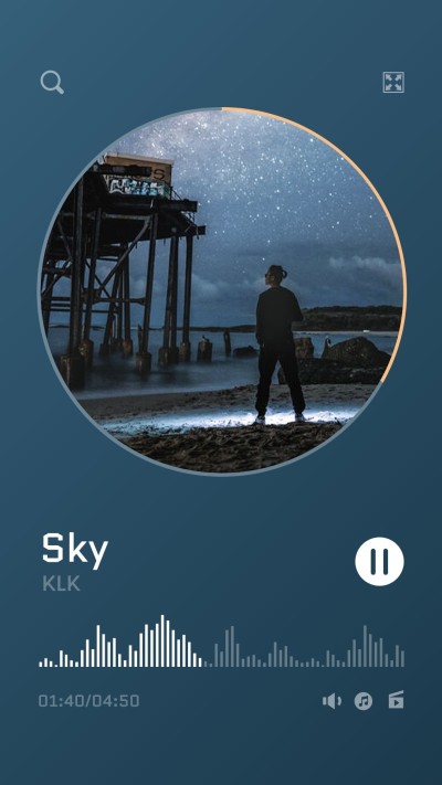 Minimalist Style Music player interface simulation Sky Scene Instagram story