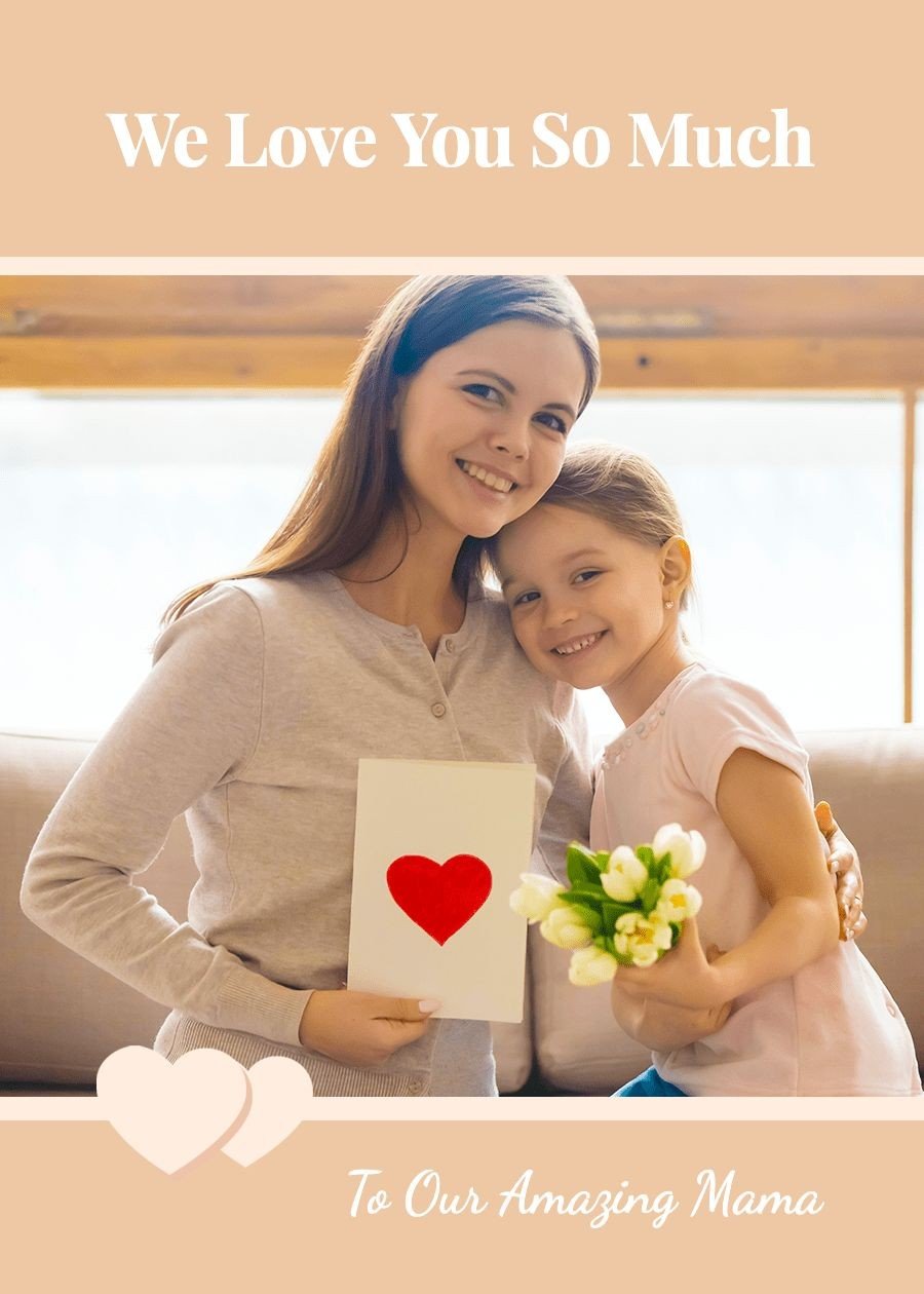 Minimalist Love Heart Shape Element Mother's day Greeting card