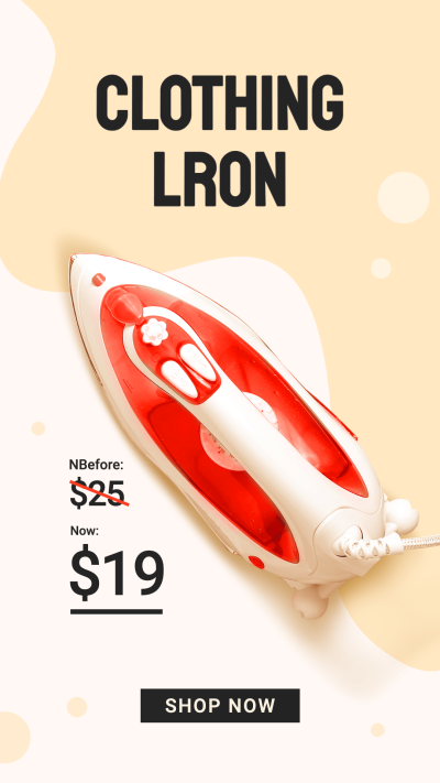 Clothing Iron Home Electronic Appliance Sale Promo Ecommerce Story
