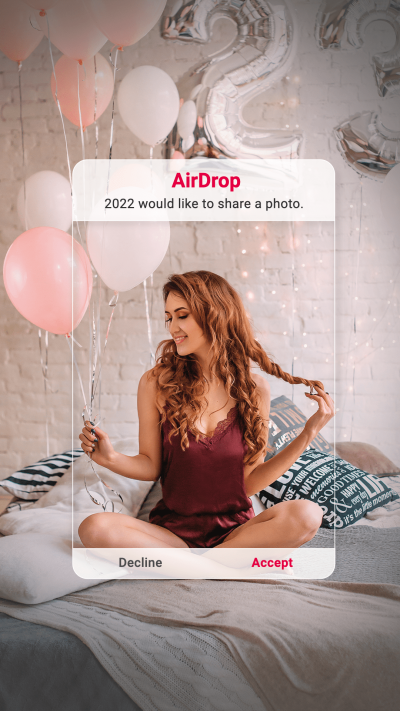 New Year Ballon Woman Web Interface Simulation Instagram Story