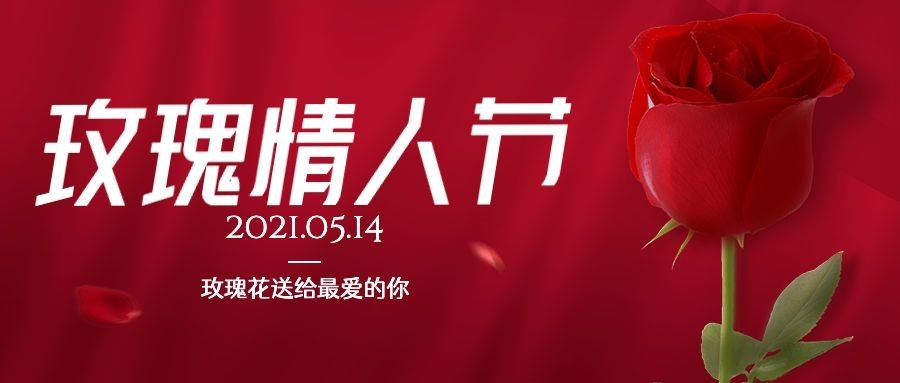 通用玫瑰情人节祝福简约公众号首图