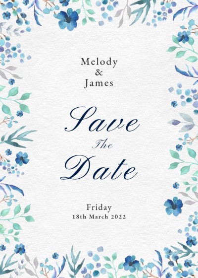 Literary Fresh Style Watercolor Plants Frame Wedding Greeting card