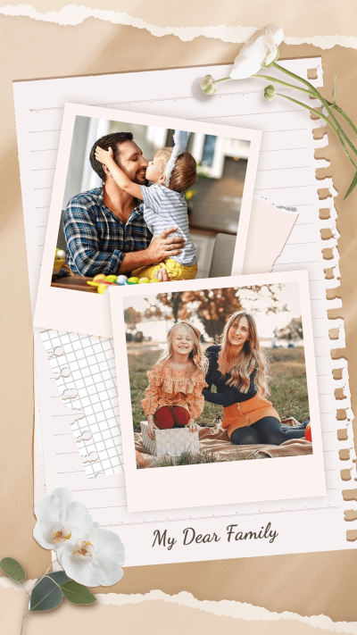 Retro Paper Tearing Style Leaves Element Family Moment Record Instagram Story