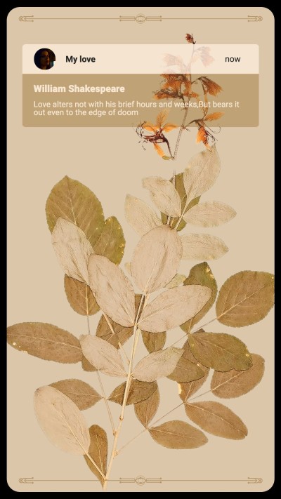 Literary Style Leaf Display iPhone interface simulation  Instagram story