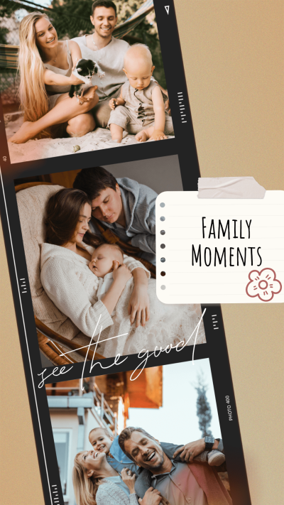 Retro Style Tape Paper Element Family Moments Record Instagram Story