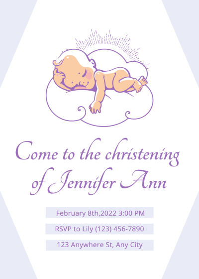 Cartoon Style Babyshower Ceremony Celebrate Party Invitation Letter
