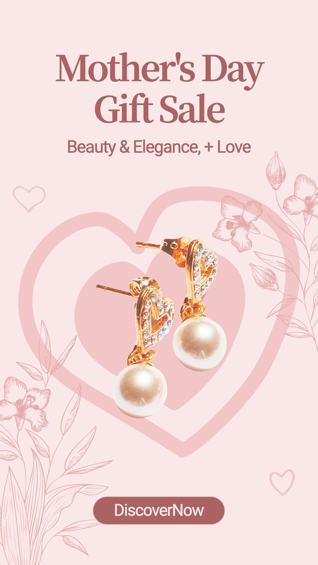 Hand-Painted Love Heart Mother's Day Jewelry Accessories Sale Promotion Ecommerce Story预览效果