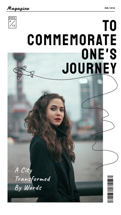 Magazine cover style Hand Painted Airplane Woman Show Instagram story