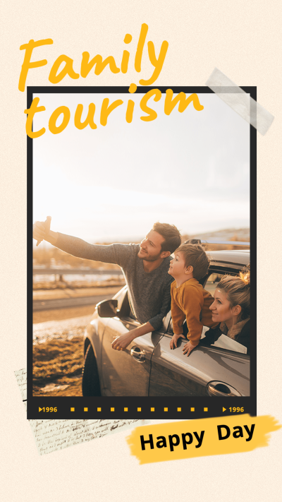 Literary Orange Brush Element Family Outdoor Moment Record Instagram Story