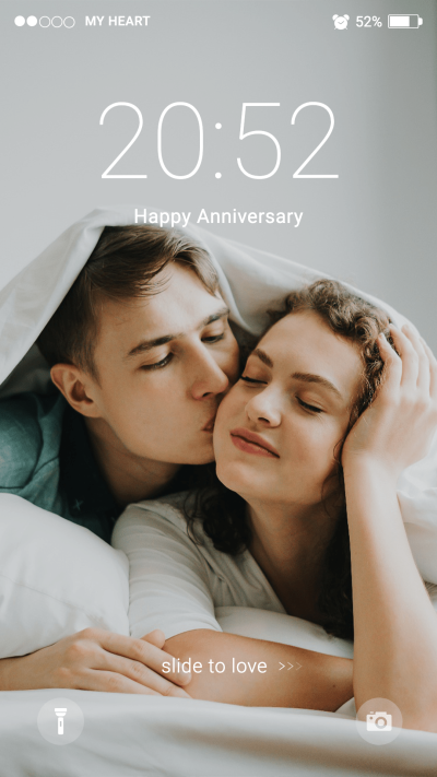 Literary Style Kiss Couple Moment Reecord iPhone interface simulation Instagram story