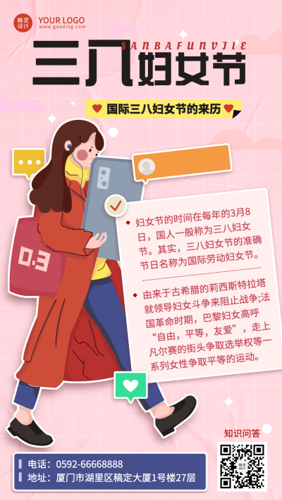 妇女节节日科普手机海报