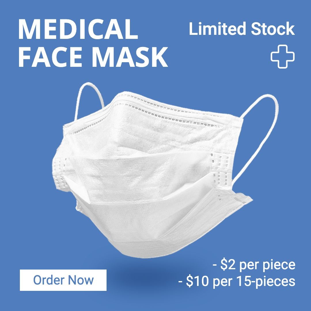 White Rectangle Home Medical Face Mask Promo Ecommerce Product Image预览效果