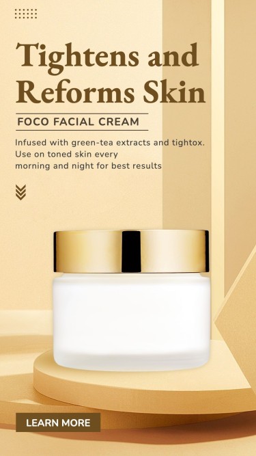 Facial Cream Skincare Product Promo Display Ecommerce Story