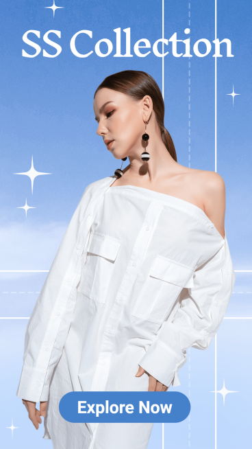 Blue Sky Simulation Background Fashion Women's Wear Display Ecommerce Story预览效果
