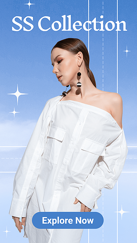 Blue Sky Simulation Background Fashion Women's Wear Display Ecommerce Story