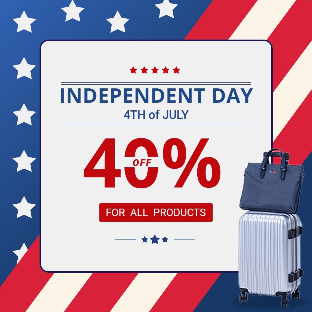 Independence Day Fourth Of July Luggage and Suitcase Discount Promo Sale Ecommerce Product Image