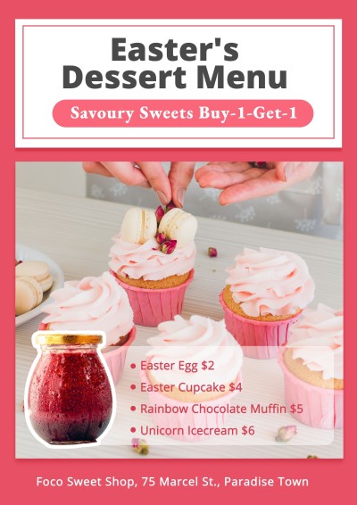 Easter Dessert Bakery Shop Pastry Buy One Get One Free Discount Sale Promo  Menu