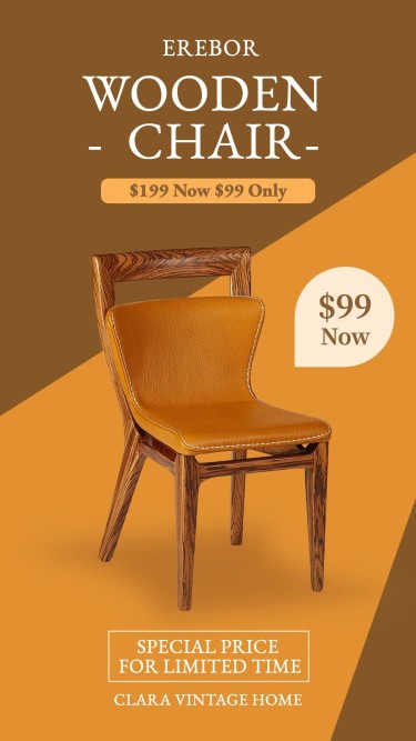 Wood Chair Display Simple Furniture Sale Promo Ecommerce Story
