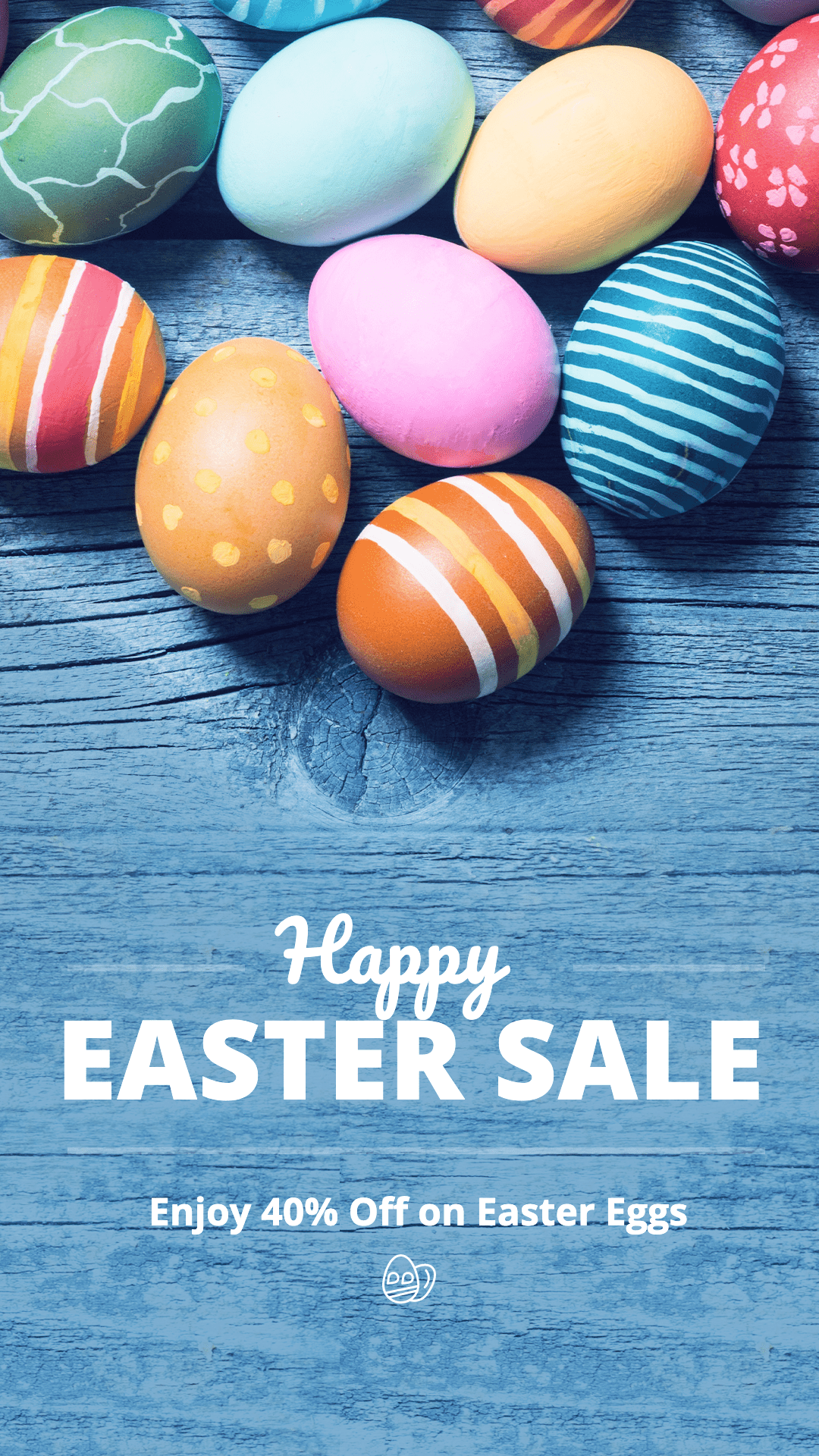 Blue Wood Background Easter Egg Home Decorations Sale Promotion Ecommerce Story预览效果