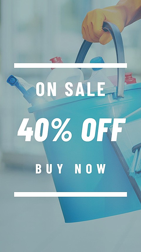 Bucket Home Cleaning Products Sale Promo Discount Ecommerce Story