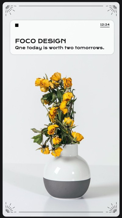 Literary Style Vase Decoration iPhone interface simulation Instagram story