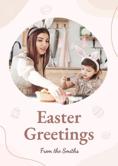 Literary Line Element Family Moment Record Easter holiday Greeting card