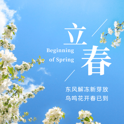 立春祝福实景春天方形海报
