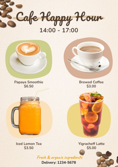 Baverage Shop Products Display Menu