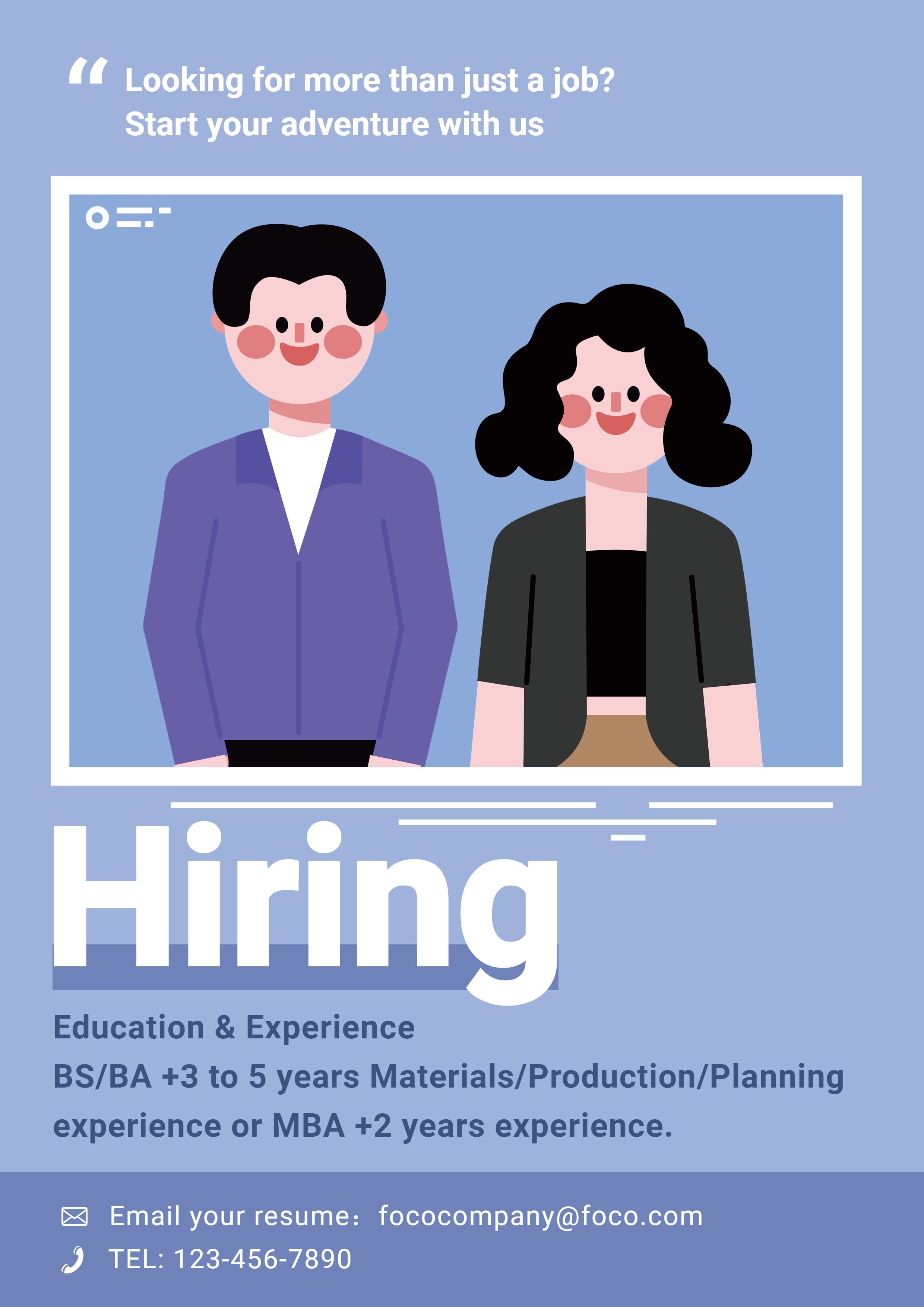 Simple Cartoon Characters Company Hiring LinkedIn Post