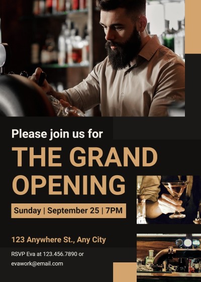 Simple Rectangle Frame Bar  Grand opening invitation letter