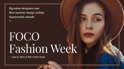 Simple Brown Rectangle Frame Fashion Week Facebook Event Cover