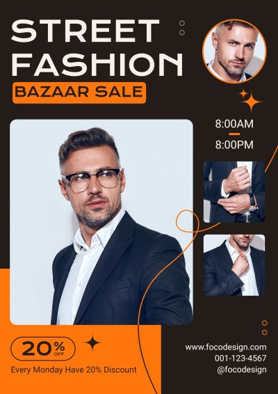 Men's Fashion Clothing Discount Sale Promo Product Details Display Advertising Flyer