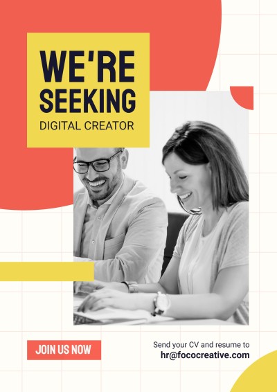 Simple Color Block Decorate Digital Creator Hiring LinkedIn Post