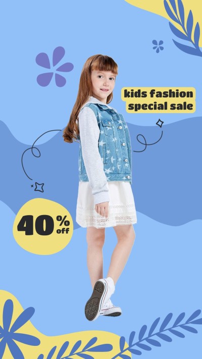 Yellow Color Block Element Children's Fashion Sale Promotion Ecommerce Story