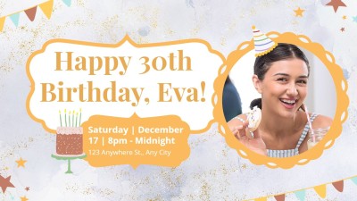 Simple Hand Painted Geometry Frame Birthday Party Facebook Event Cover