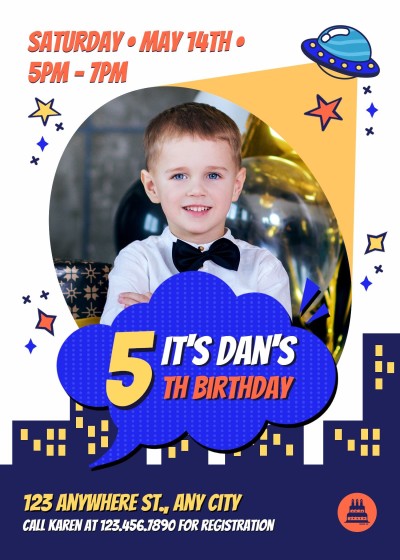 Cartoon Architecture Silhouette Birthday Invitation letter