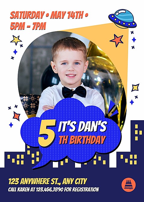 Cartoon Architecture Silhouette Birthday Invitation letter