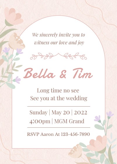 Simple Hand Painted Plants Decor Arch Frame Wedding invitation letter