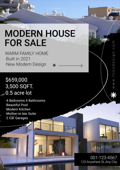 Simple Fashion Line Element House Listing for Sale Real Estate Flyer