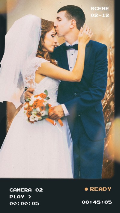 Retro Camera Interface Simulation Couple Wedding Moment Record Instagram Story